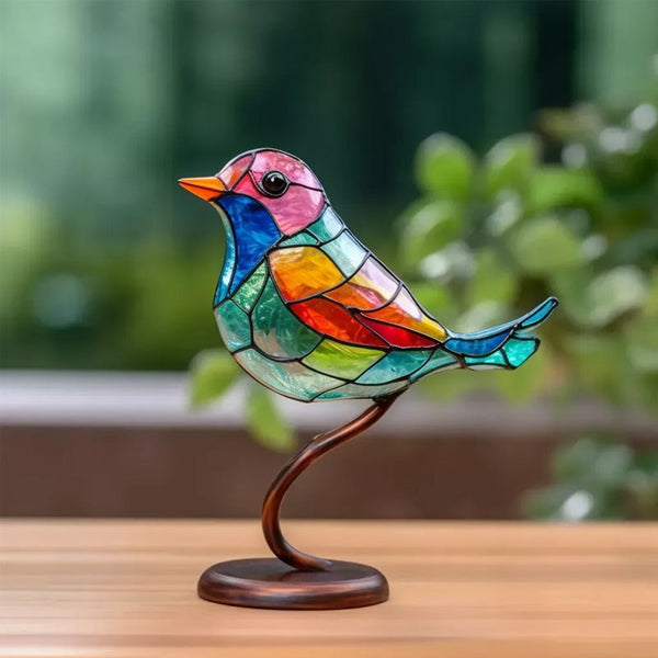 🌈Ornements en Verre Teinté Oiseaux sur Branches🕊️