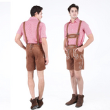 Lederhosen court pour hommes avec bretelles et chemise - Leander