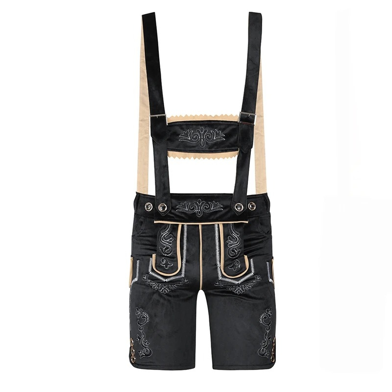 Lederhosen court pour hommes avec bretelles et chemise - Leander