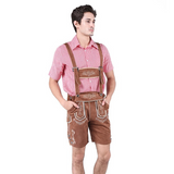 Lederhosen court pour hommes avec bretelles et chemise - Leander